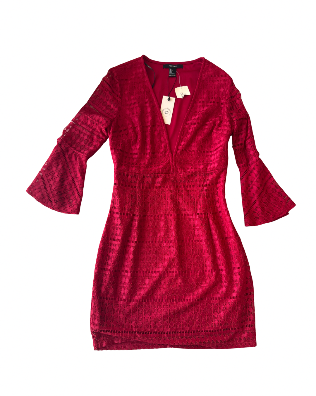 Vestido Rojo Encaje – Talla S Nuevo