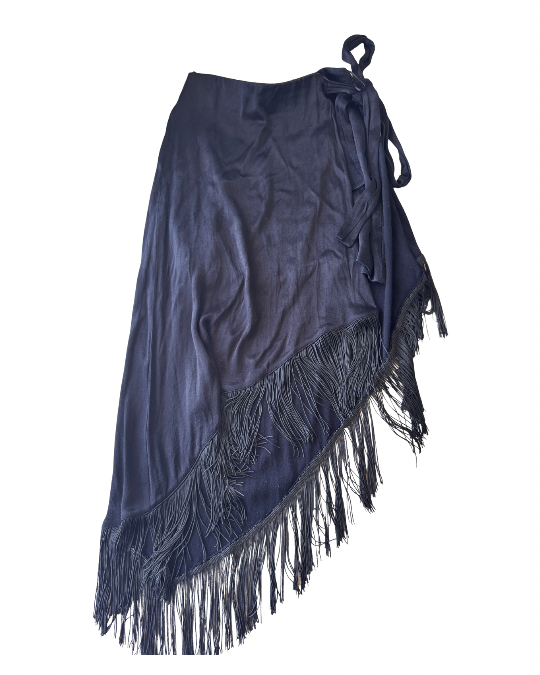 Falda asimétrica negra zara con flecos talla S