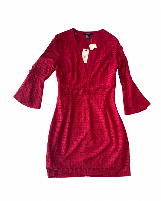 Vestido Rojo Encaje – Talla S Nuevo