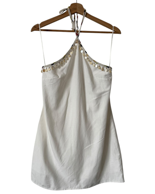 Vestido blanco Zara cuello Halter Talla S